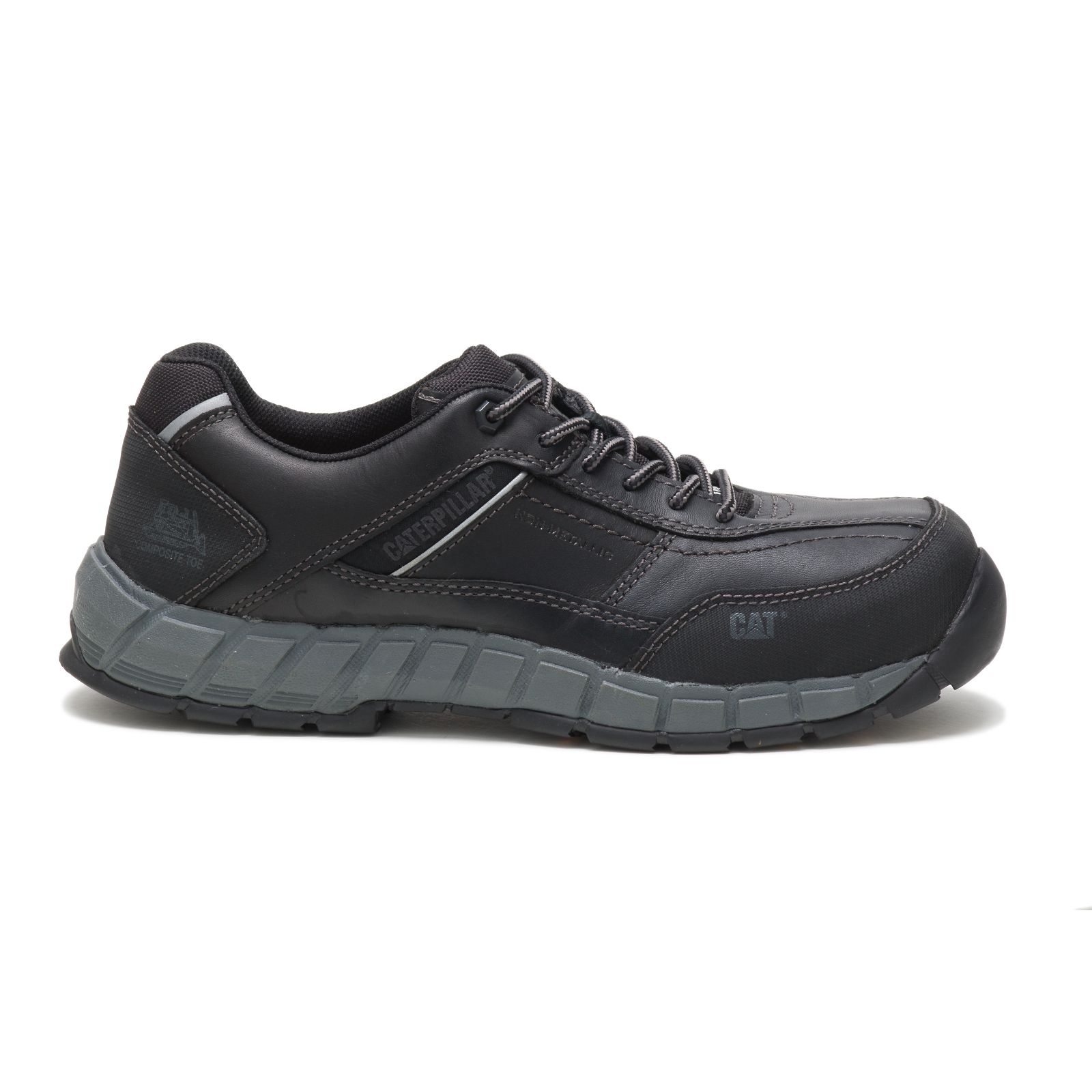 Caterpillar Shoes PK - Caterpillar Streamline Leather Composite Toe Mens Work Shoes Black (097541-LES)